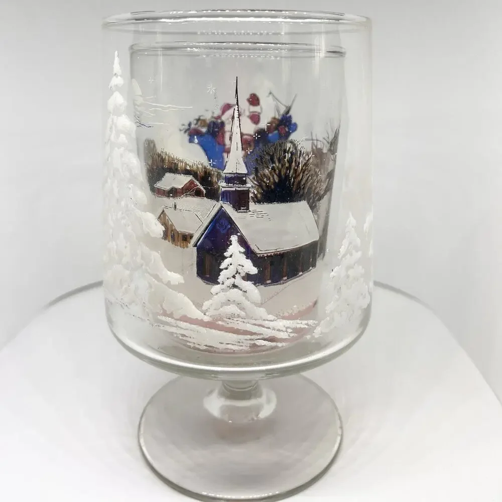 Vintage L.E.Smith Glass Animates Christmas Eve Candle Lamp 1970s Original Box